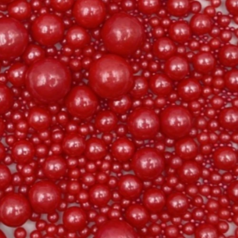 Gevog 1 Bottle Red Pearls Sprinkles Mixing Edible Cake Cupcake Sprinkles for Wedding Valentines Party Baking Cupcake Cookie Ice Cream Decoration
