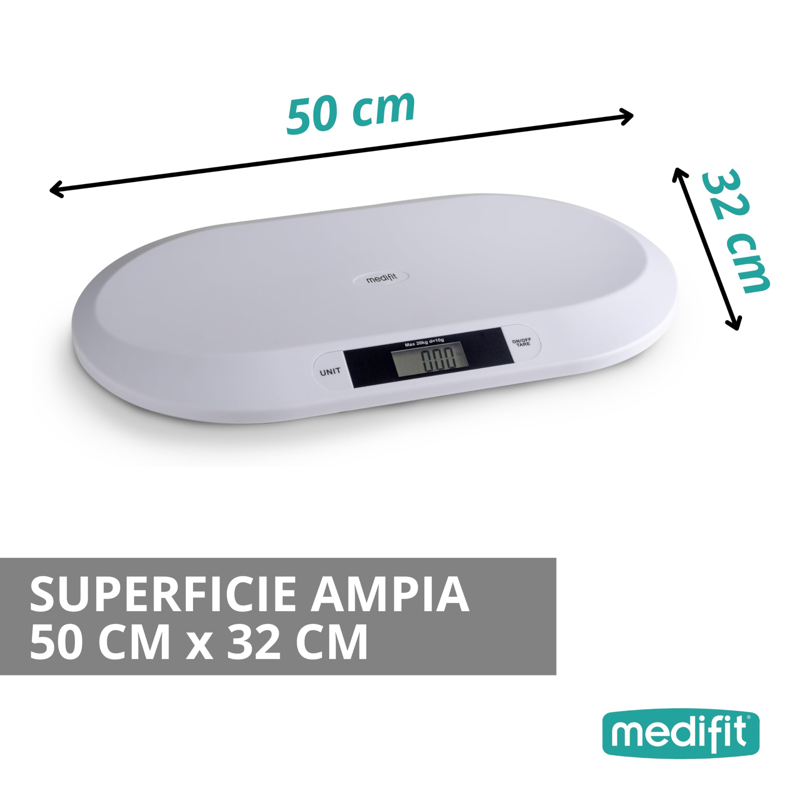 Innoliving INMD-039 Balance de bébé numérique de haute précision, fonction de serre et poids de verrouillage, écran LCD, portée 20 kg, design ergonomique pour bébés et enfants