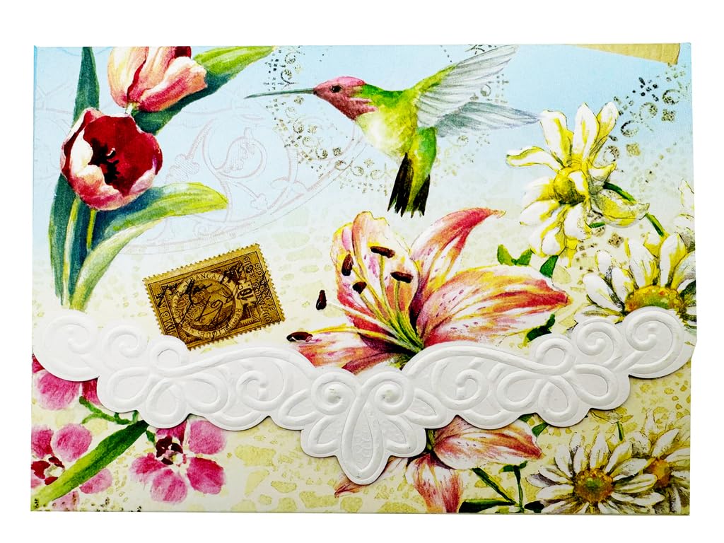 Poster Foundry Floral Delights Boxed Note Cards by Carol Wilson. 10 embossed 4x5 Die-Cut Notecards and Matching Envelopes in Decorative Gift Box with Magnetic Flap. NCP2501