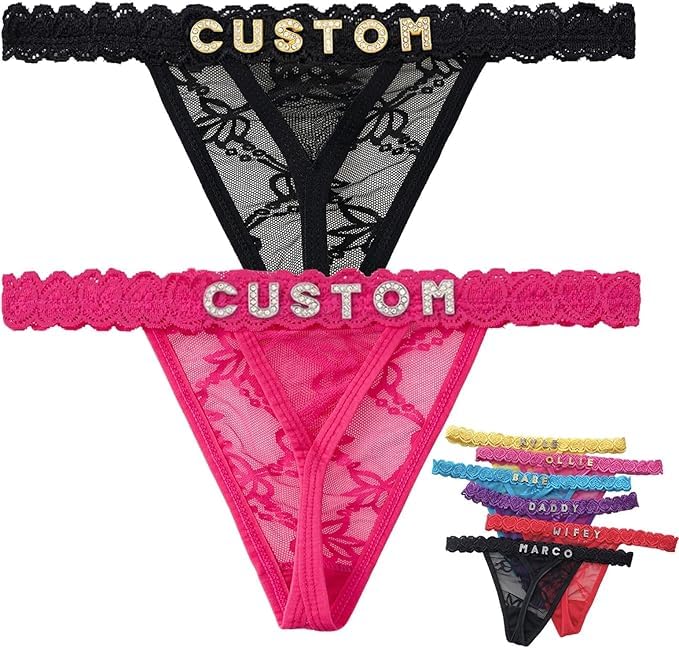 Tangas sexys para mujer, tangas con nombre personalizado, ropa interior de encaje con letras personalizadas, bragas de talle bajo, regalos personalizados para mujeres, talla única, Multicolor, Altoa