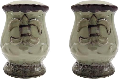 ACK Toscana colorida pintada a mano flor de lis, salero y pimentero, decoración de cocina