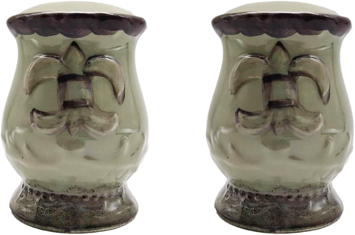 Salière et poivrière fleur de lys peinte à la main en céramique d'art