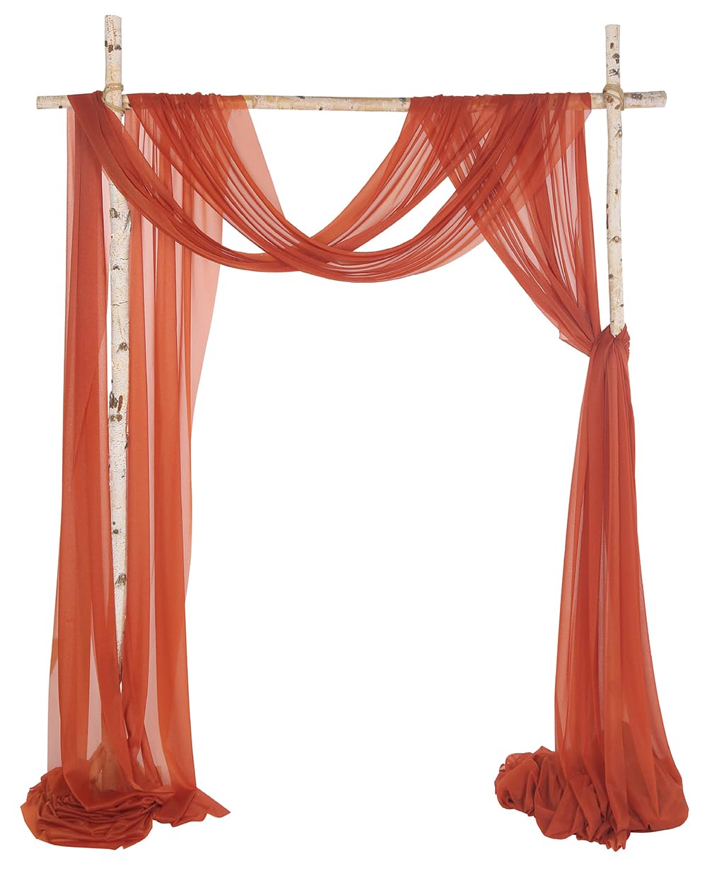 Sherway Burnt Orange & Burnt Orange Sheer Wedding Arch Drapes 2 Panels 18Ft Arbor Draping Fabric For Wedding Party Backdrop Decoration (Slightly Shimmery, )