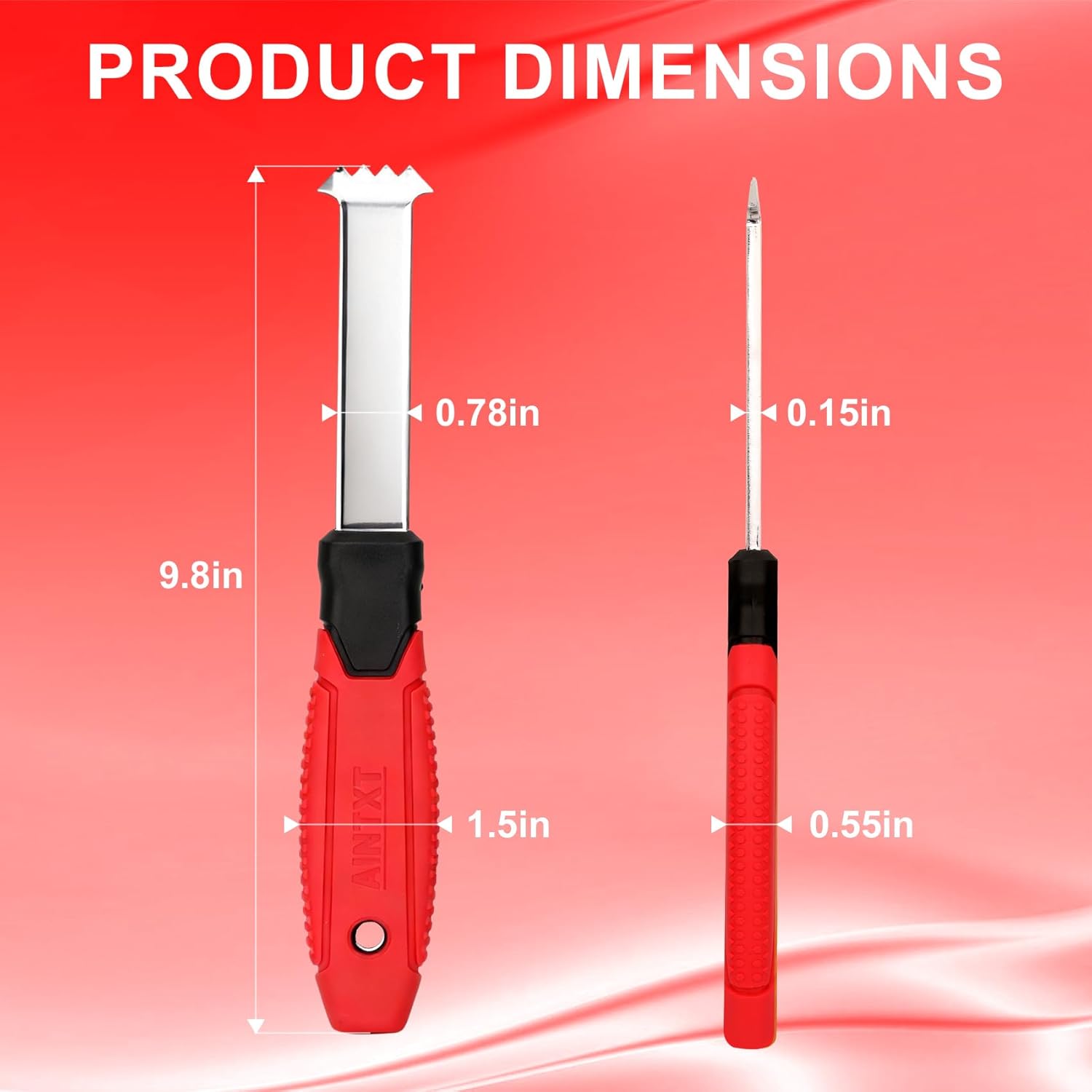 Paver Removal Tool with Anti-Slip Grip Handle & Dual-Height Scraper - Heavy Duty Steel Paver Lifter & Puller for Brick, Block, Patio & Driveway - 6-Tooth Grip Landscaping Tool 2pcs (Red)