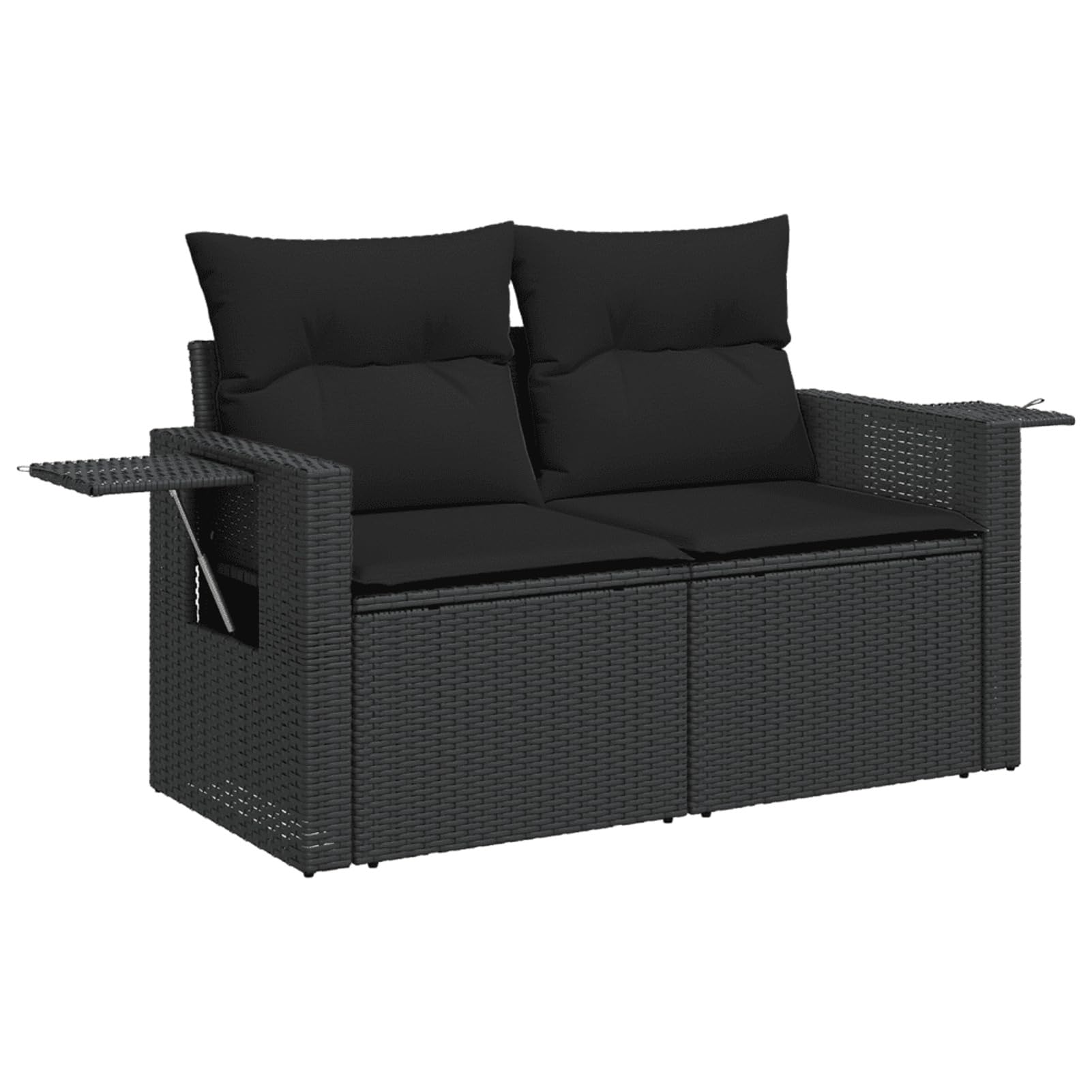 Zestaw mebli ogrodowych 5 szt. i poduszki czarny rattan, meble ogrodowe na zewnątrz, zestaw ogrodowy, Ogród Ogród, Ogród Sofa Zestaw Ogrodów, Ogród Meble ogrodowe - 3252482