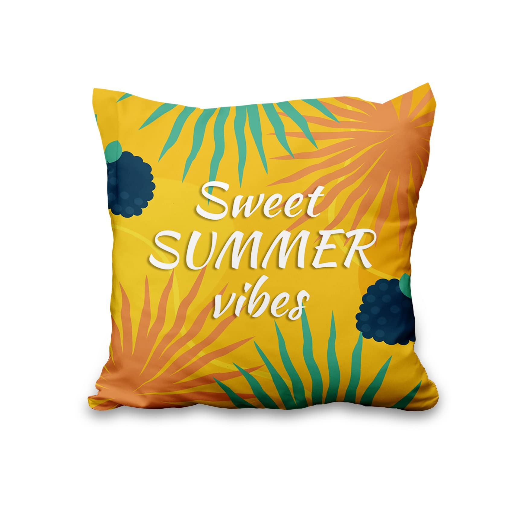 Aoihrraan 50x50cm Set di 4 Federe Cuscini Giornata Estiva Foglie Tropicali Arancia Morbido Peluche Corto Quadrato Copricuscini Divano Casa Decorazioni Agriturismo All'Aperto Terrazza Giardino Divano