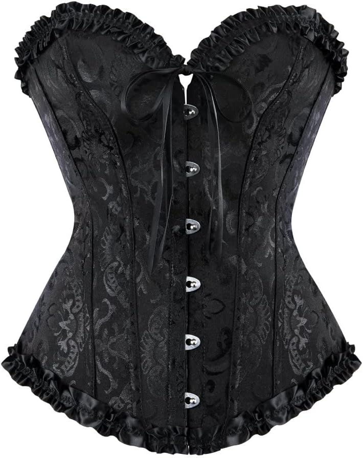 Women's Overbust Sweetheart Lace Up Plastic Bones Corset Bustier Top
