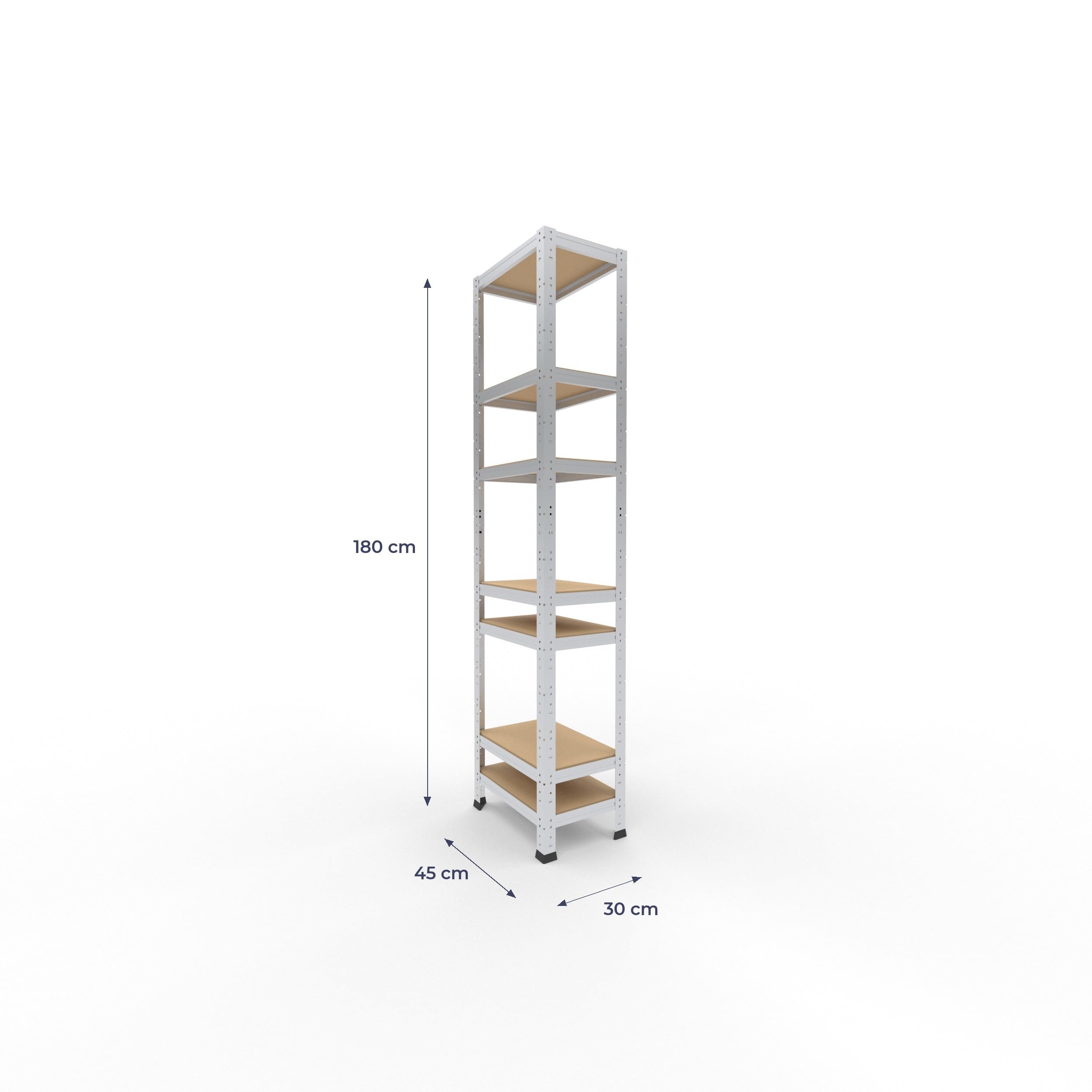 shelfplaza® 180x30x45cm HOME Scaffale metallo per carichi pesanti zincato con 7 ripiani con 125kg capacità di carico/Scaffali in metallo per garage come scaffali per ripostiglio o officina