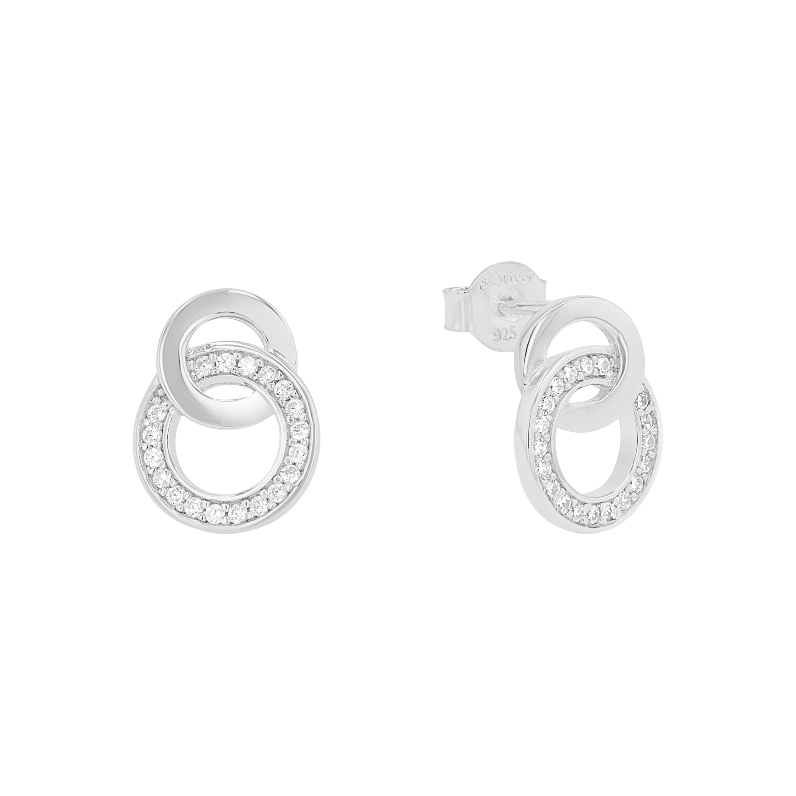 s.Oliver Earrings Women Ear jewelry, with Zirconia synth., 1,3 cm, Silver, Comes in jewelry gift box, 2015121