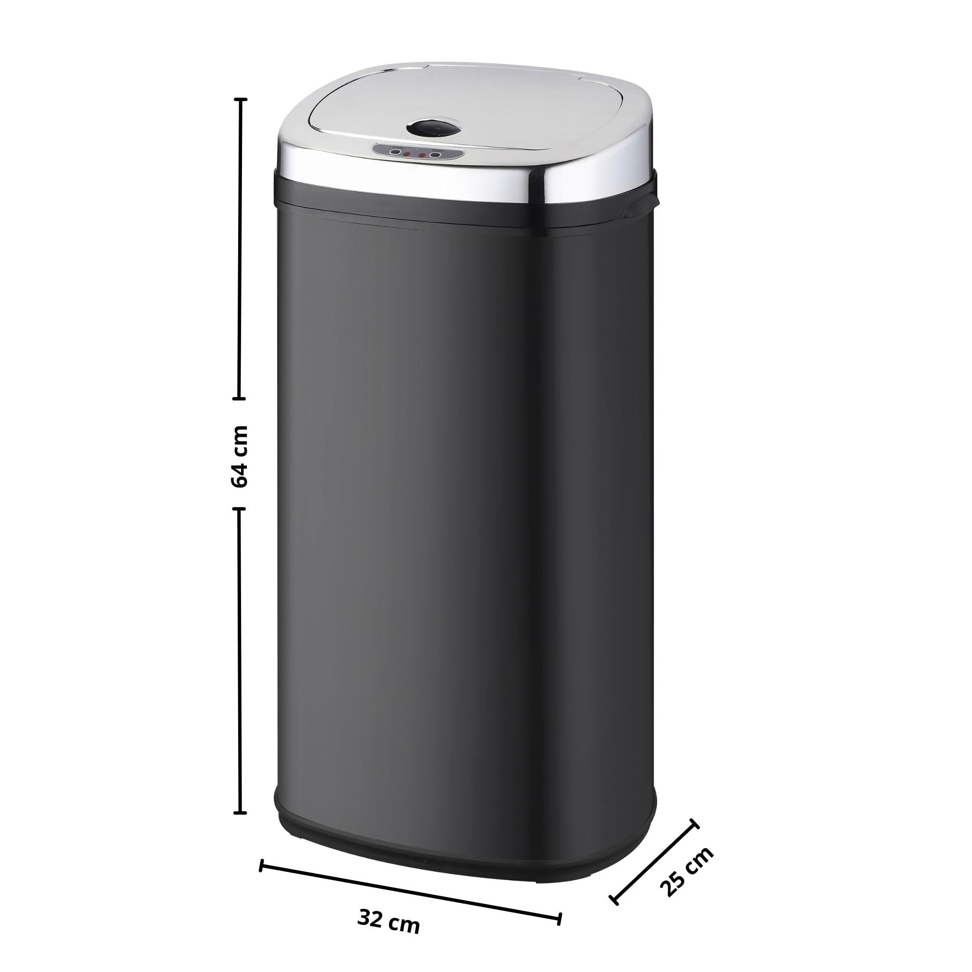 KITCHEN MOVE Poubelle de cuisine automatique 42L LARGO Noir brillant en acier INOX avec cerclage