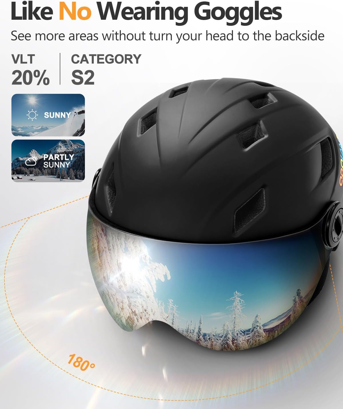 Odoland Kids Ski Helmet with 2-in-1 Visor Goggles for Boys & Girls, Adjustable Snowboard Helmet with Magnetic Buckle Strap for Children Ages 3-12 Skiing & Snowboarding