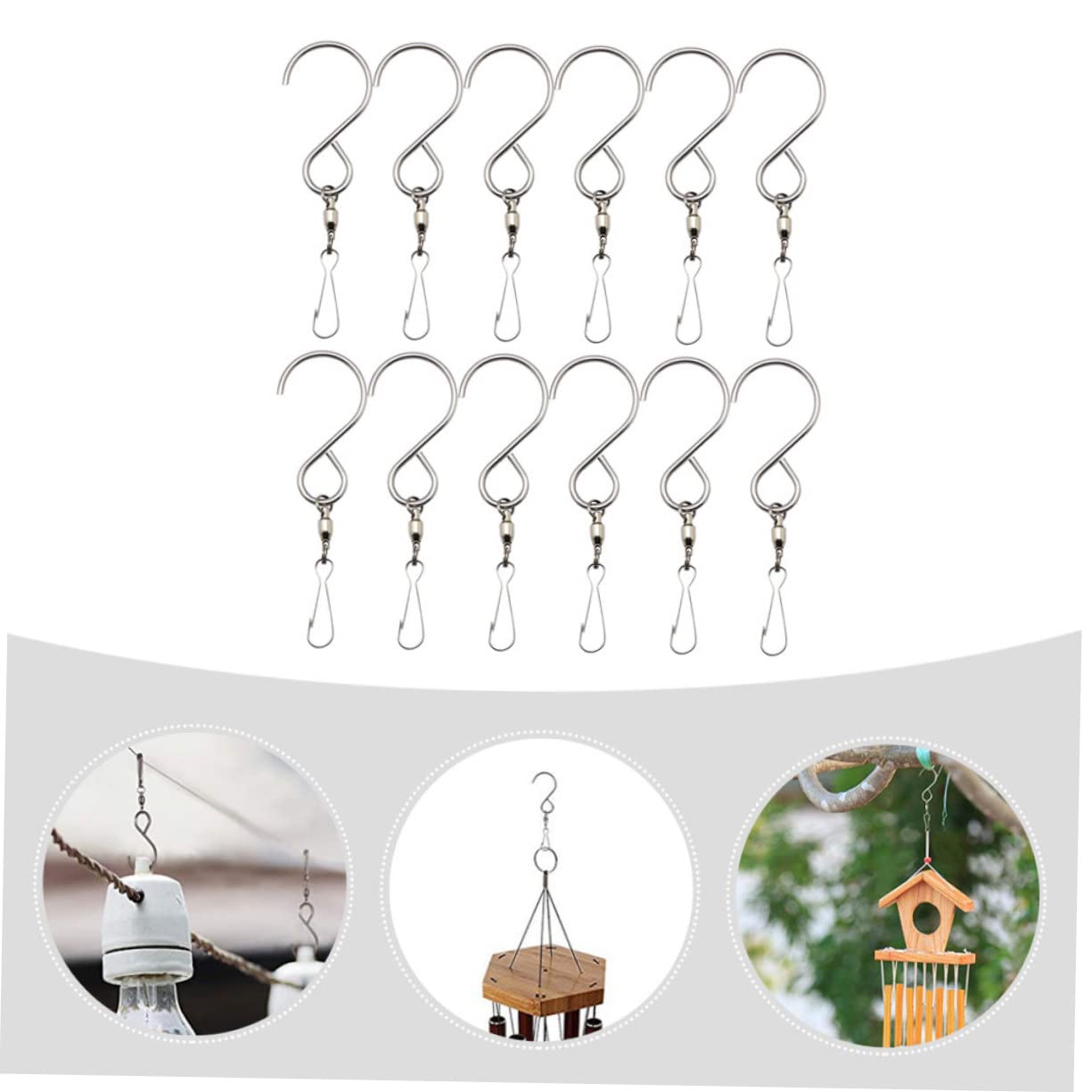 TOYANDONA 4 Sätze Drehbare Haken Schwenkbare Clips Für Pflanzenaufhängung Windspiele Und Gartenornamente Robuste Und Aufhängelösungen Für Innen Und Außenbereich 12 Stück * 4