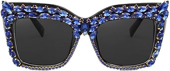 willochra Oversized Diamond Sunglasses Women Rhinestone Cat Eye Sunglasses Vintage bling party sunglasses Eyewear