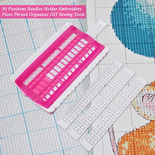 Image of Pssopp Floss Organizer Embroidery, Cross Stitch Tool 30 Position Cross Stitch Needles Holder Thread Organizer Sewing Tools Embroidery Thread Organizers Shelf (Rose)