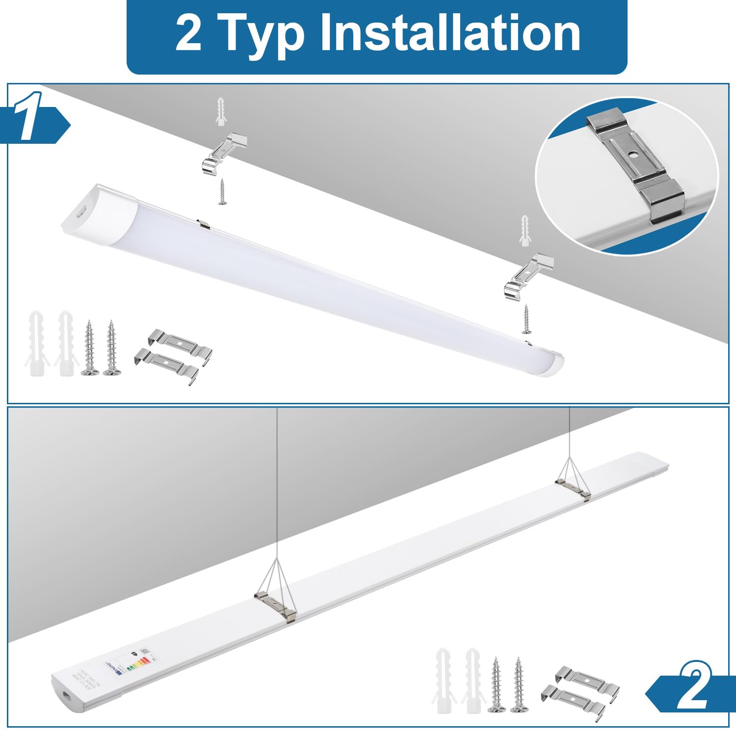 4 Pezzi Lampada LED Stagna 120 cm 36W 3060LM, Plafoniera IP65 Impermeabile, Collegabile, Luce Neutra 4000K, Lampada per Garage Cantina Officina Bagno Ufficio Ambiente Umido