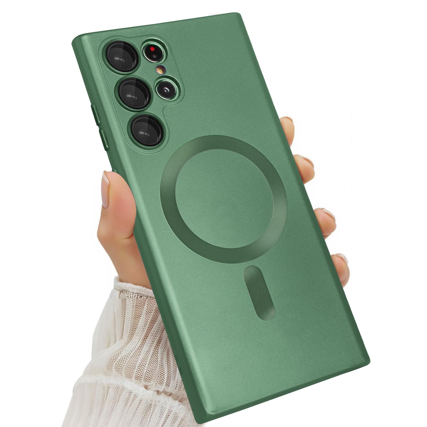 Amzfield Magnetic for Samsung Galaxy S22 Ultra Case for Women Men Girls [Compatible with MagSafe] [Camera Lens Protector] Matte Cute Slim Soft