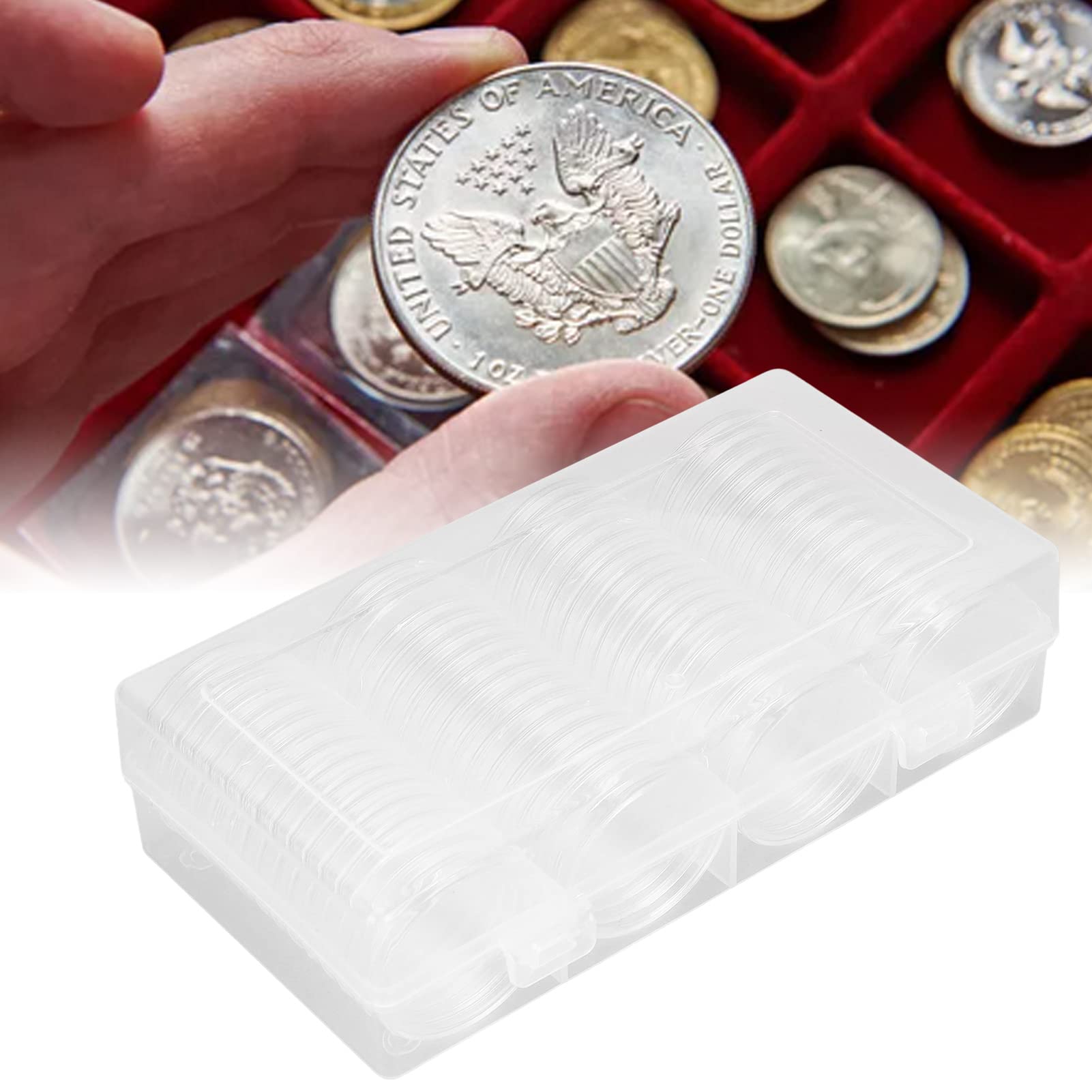 200 pz 25 mm Portamonete Capsule Trasparente Rotondo Contenitore di Monete di