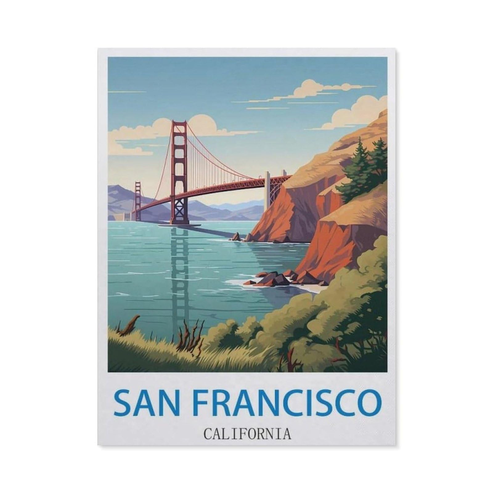 Vintage Metal Tin Sign ，San Francisco California，Metal Wall Decor Decorative Tin Sign Art Plaque Poster for Home Kitchen Bar Coffee Shop Club Decoration(15x30cm）6x12 inch-EE90
