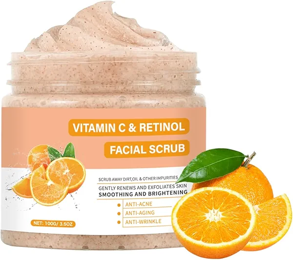 Vitamin C Face Scrub, Exfoliating Facial Wash with Retinol, Facial Scrub,Facial Exfoliating Scrub, Facial Scrubs for Women,Deep Cleansing Face Wash Cleanser for Women Men