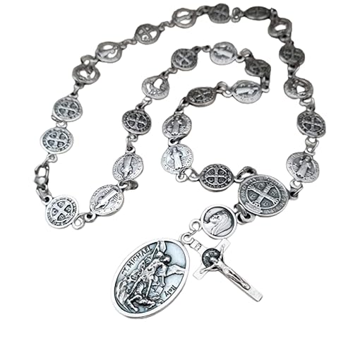Rosary NecklaceSt Michael Saint Benedict Medals Catholic Necklace Men Women Kids Religious Gift