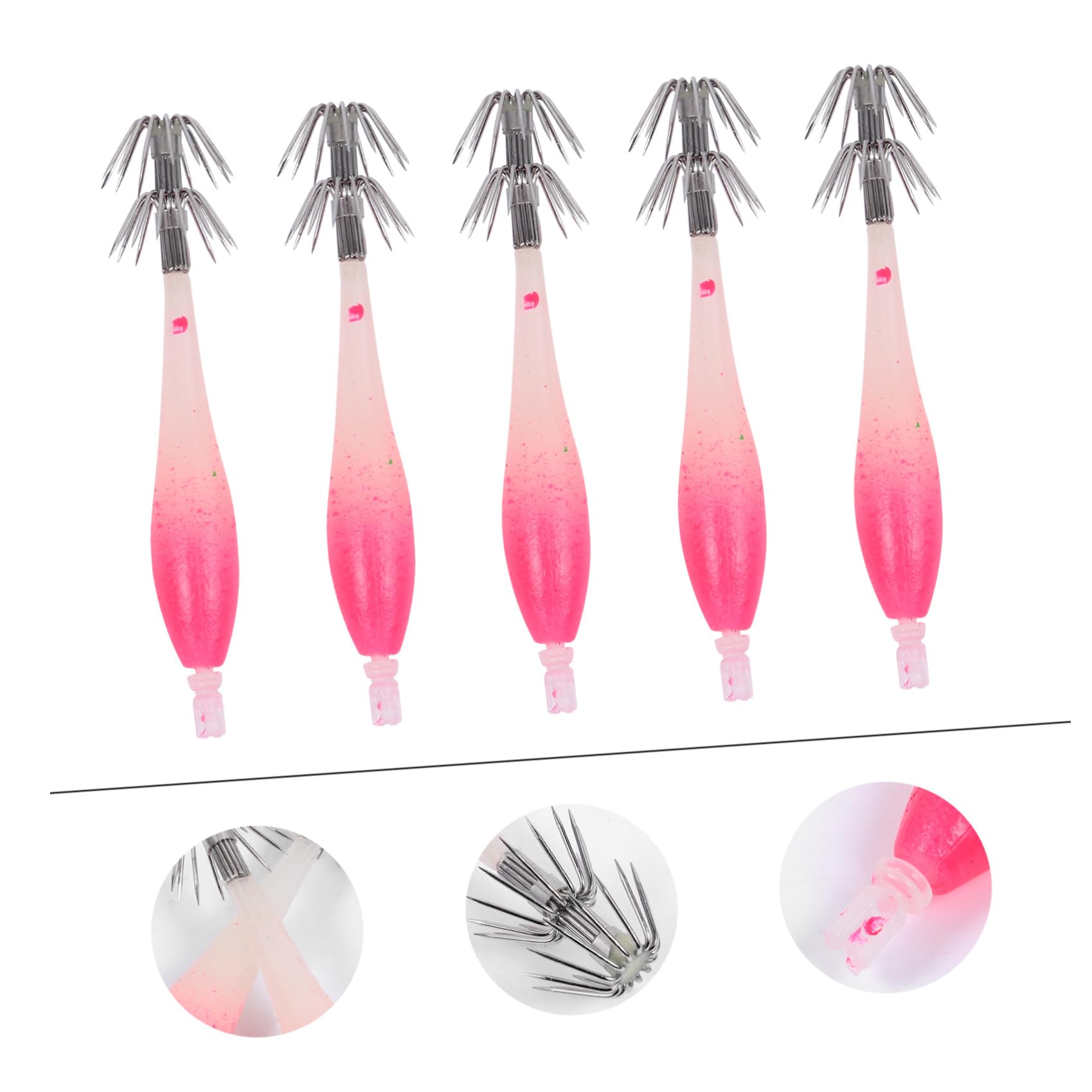 Toyvian Crochet Lumineux Crochet De Brochette De Calmar Leurres De Pêche Artificiel Poissons Leurres Crochets Filtre Réservoir Filets Attaquer Rose Gel De Silice
