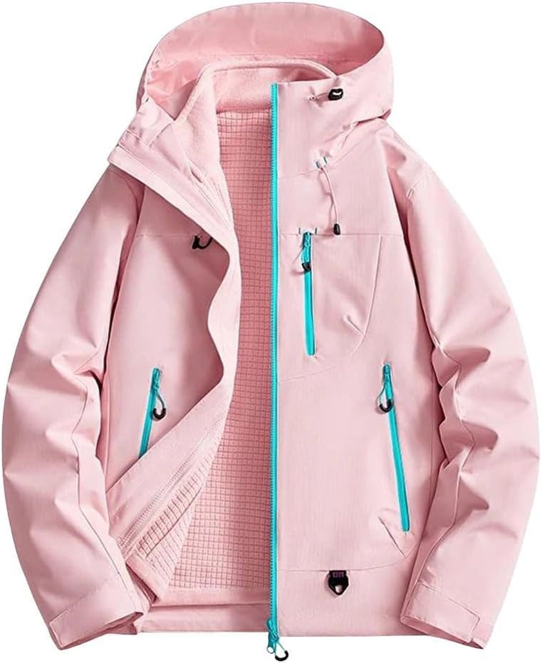 Women's 3-in-1 Waterproof Windproof Hiking Jacket With Detachable Fleece Liner For Trekking Camping And Mountaineering