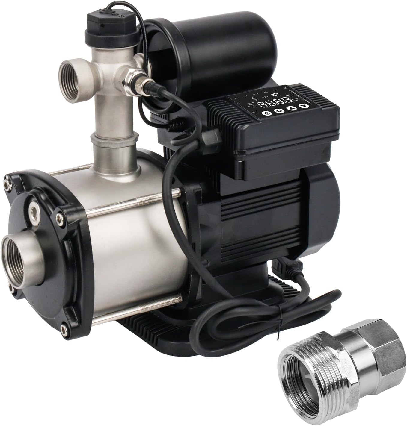 25GPM Smart Water Pressure Booster Pump, Variable Speed & Power, Constant Pressure Pump for Home House, Shower, Irrigation, 115V, 1" NPT, Stainless Steel Impeller & Volute, PMSM,0.87HP, 86PSI