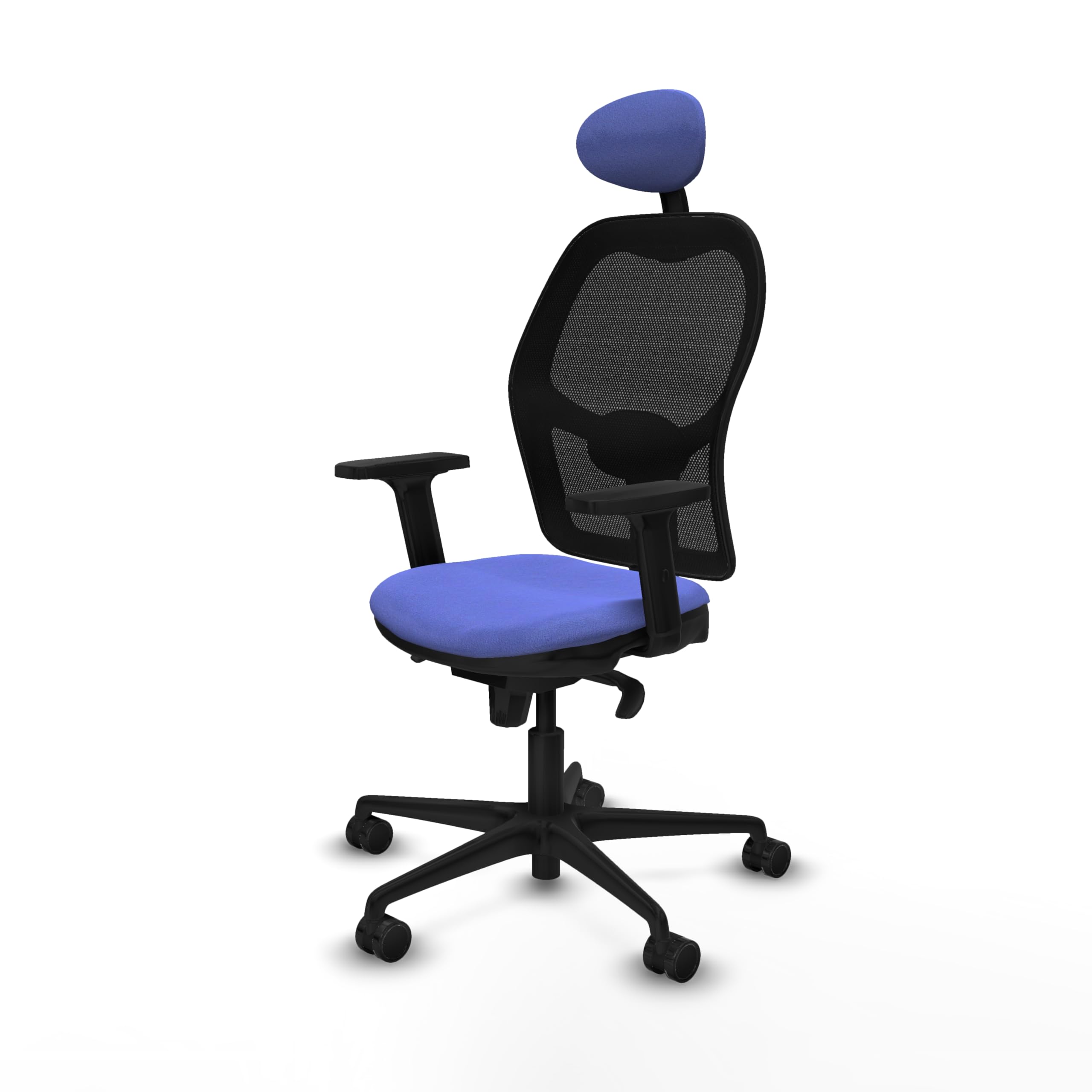 Piqueras y Crespo Silla Jorquera operativa Estrecha con Respaldo Fijo, cabecero Fijo, Apoyo Lumbar 1D, Brazos 2D, Mecanismo sincro 5 Posiciones, para Uso de 8 Horas y Peso máximo de 120 Kg