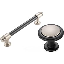 KOOFIZO 20 Pack Drawer Knob and 10 Pack Cabinet Pull, Nickel and Black, 5" 128mm Screw spacing Handle