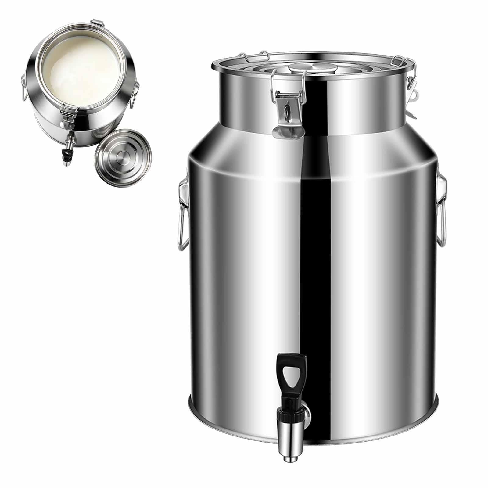 Jarra De Leche De Acero Inoxidable Lata De Leche Barril De Almacenamiento | Recipiente Hermético Con Junta De Goma Asa Fuerte Para Guardar Lácteos Agua Sólidos En Casa Hotel(With faucet,24L)