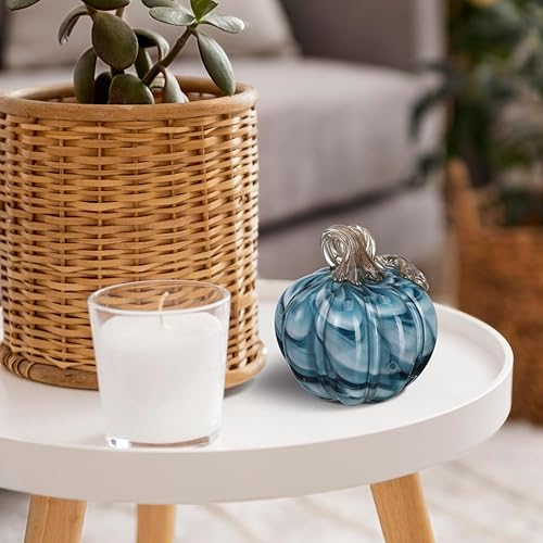 Miniatura 6 de Healifty Figura de calabaza de cristal soplado a mano, mini figuras de calabaza de cristal, escultura de frutas, pisapapapeles, centro de mesa para