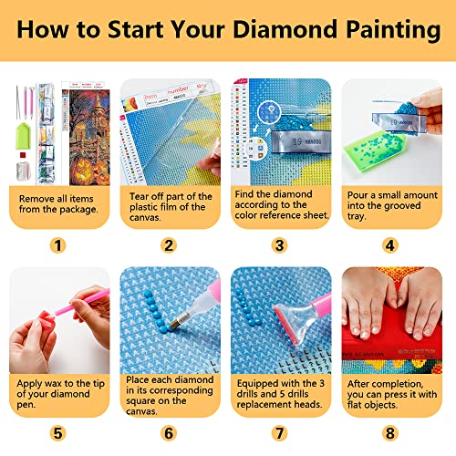 Halloween Diamond Painting Kits, Pumpkin And Scarecrow Diy Full Drill Diamond Art Kits, 5D Diamond Painting Kits For Adults, Bat And Moon Gem Art Painting Art Crafts Wall Decoration Gift 12 X 16" #TOP5