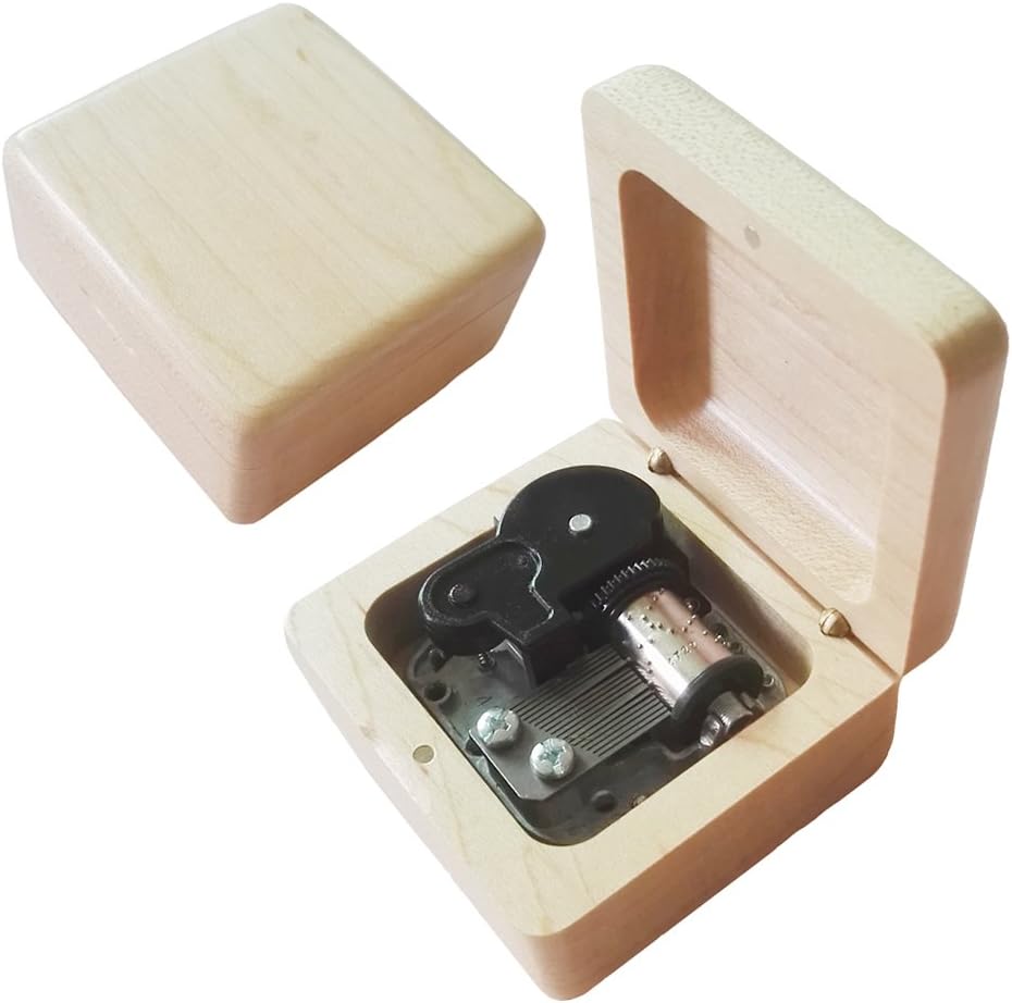 FnLy 18 Notes Wind-Up Wooden Music Box with Silver-Plating Movement in,Kiki's Delivery Service Musical Box,Wood