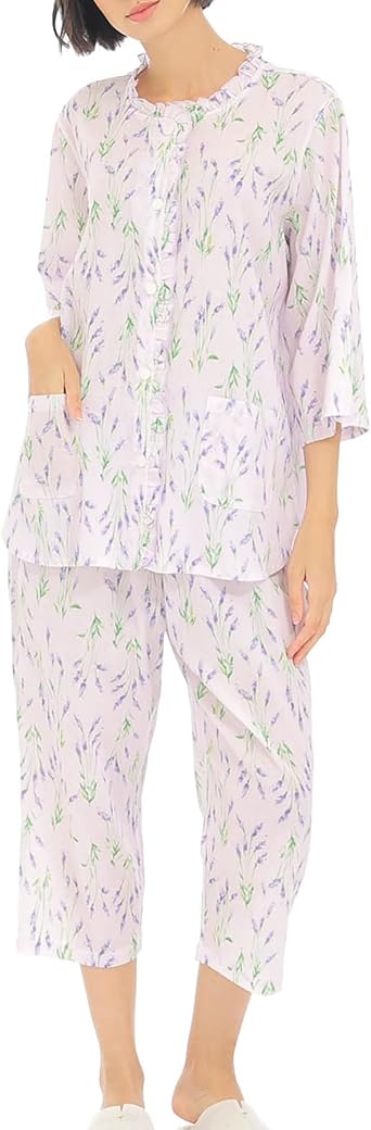 Amazon | 高島ちぢみラベンダーフリルパジャマ | パジャマ・ルーム