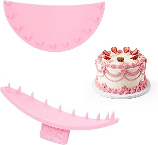 2 Pcs Cake Arch Guide Tool - Pink Cake Ruffle Piping Guide Decoration Tool - Ruffle Marker Cakes Decorating Tools for Beginners and Baker 6"-10" Cakes Swag Marker