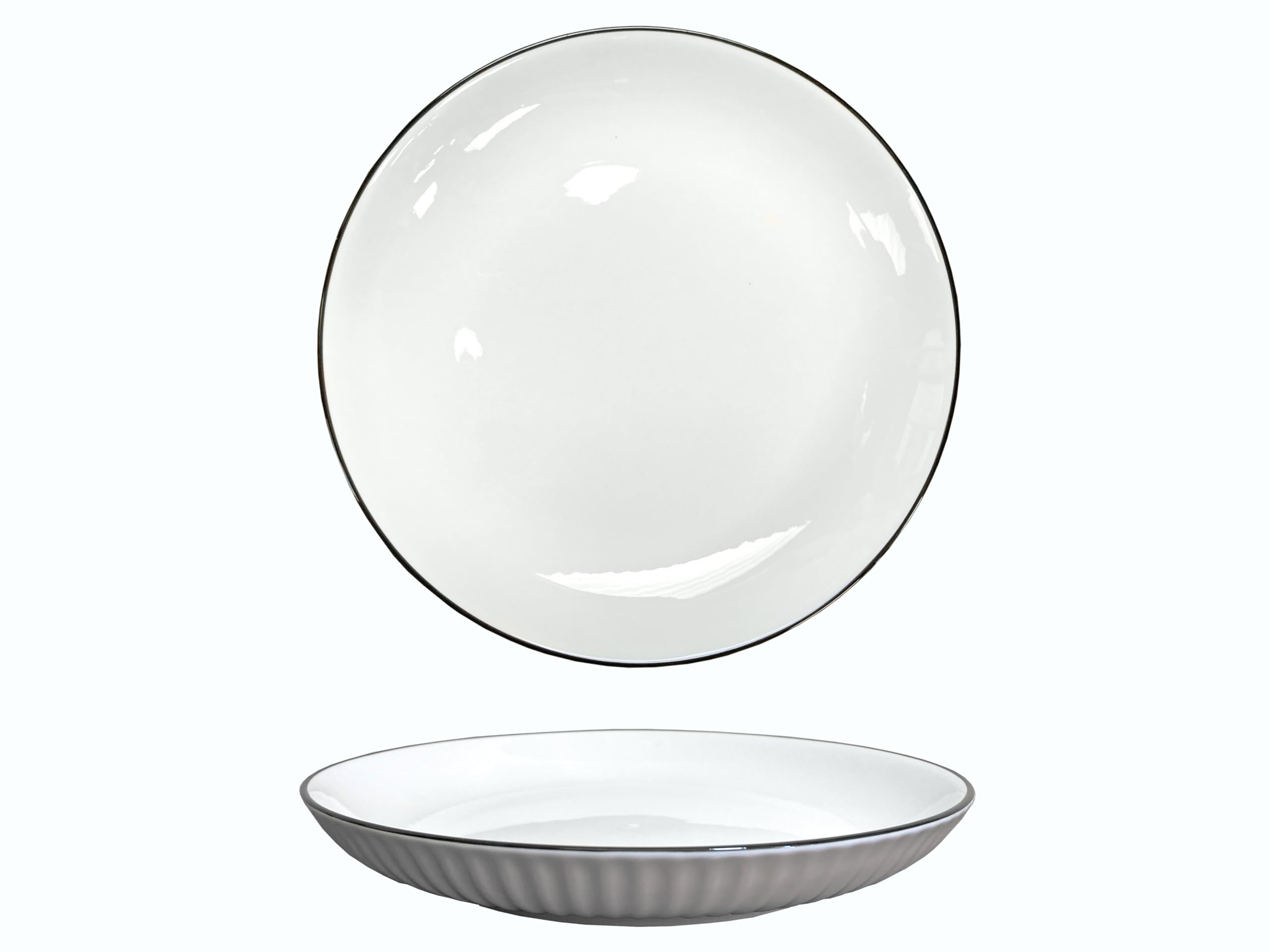 Pasta Bowls 34 Oz Porcelain Noodle Salad Serving Bowls Large Wide Dessert Plates for Kitchen Round Dinnerware Dishes Ivory Microwave & Dishwasher Safe