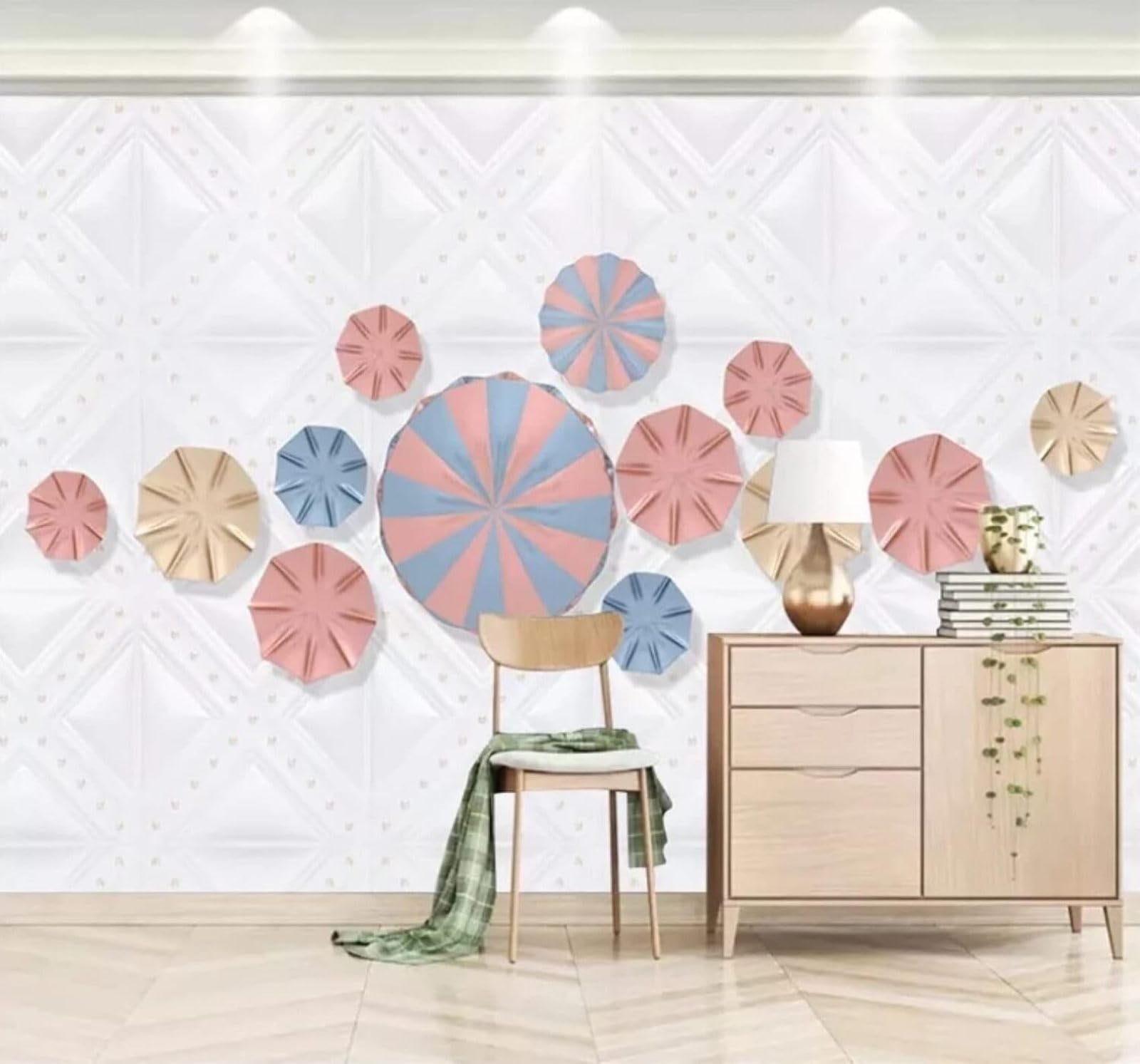 XLMING Minimalist Three Dimensional Colourful Geometric Patterns 3D Wallpaper Luxury Home Dining Decor Paste Sofa Living Room The Wall for Bedroom Mural-150cm×105cm
