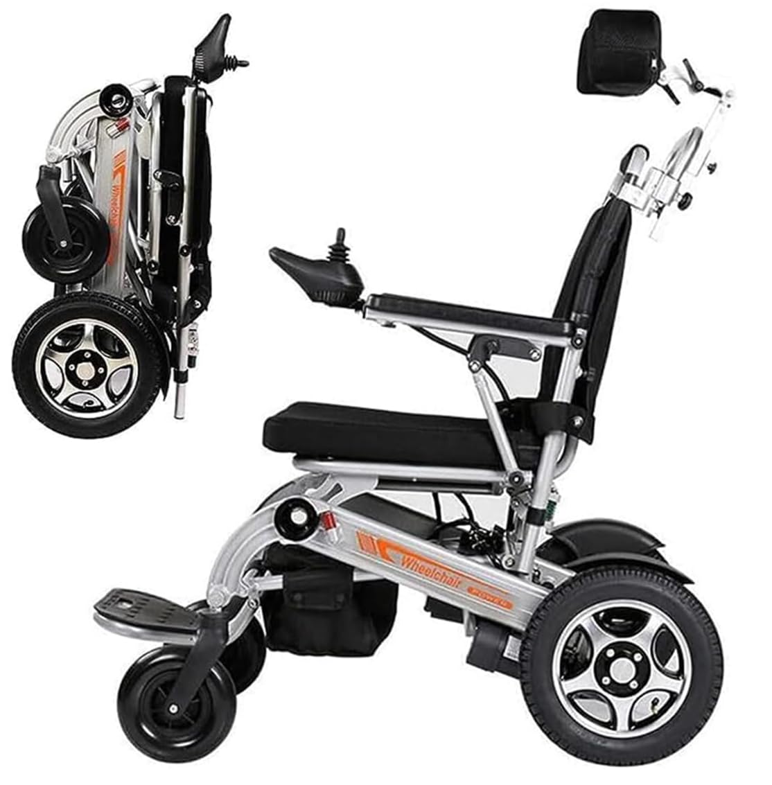 Silla de Ruedas Eléctrica Plegable con Función de Plegado Automático Remoto Plegable para Personas Mayores Discapacitadas, Batería de 20 Ah