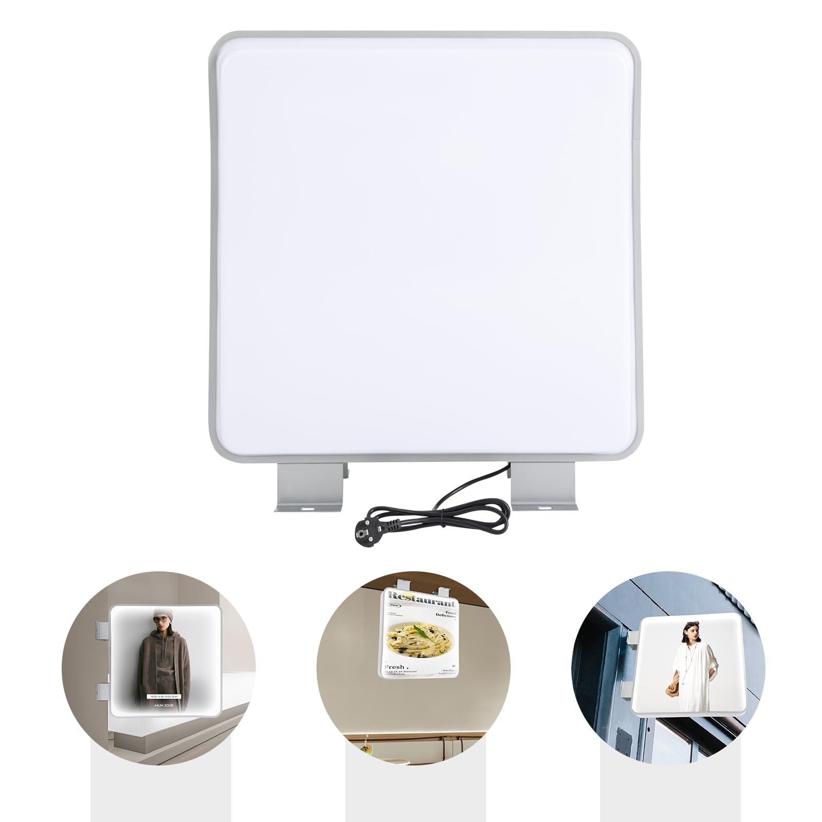 Doppelseitiger LED-Leuchtkasten 60x60cm – 1600lm, IP65 Wasserdicht, 10000K, Lichtwerbung Schild mit Stromanschluss – Lichtbox Werbung für Außenbereich Geschäft Laden Wandmontage