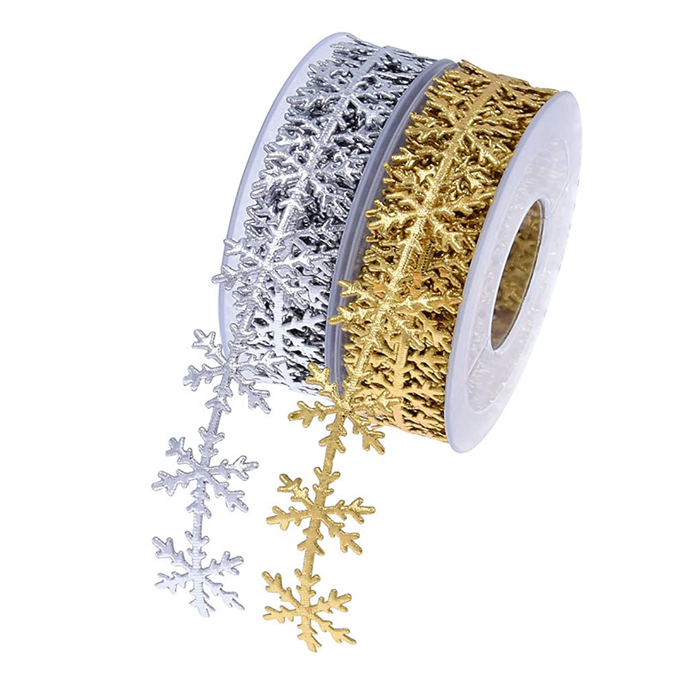 Basteldrahtband, Band Schneeflocke Trim Seil 10M Lange Blätter Streifen for DIY Handwerk Party Hochzeit(Gold)
