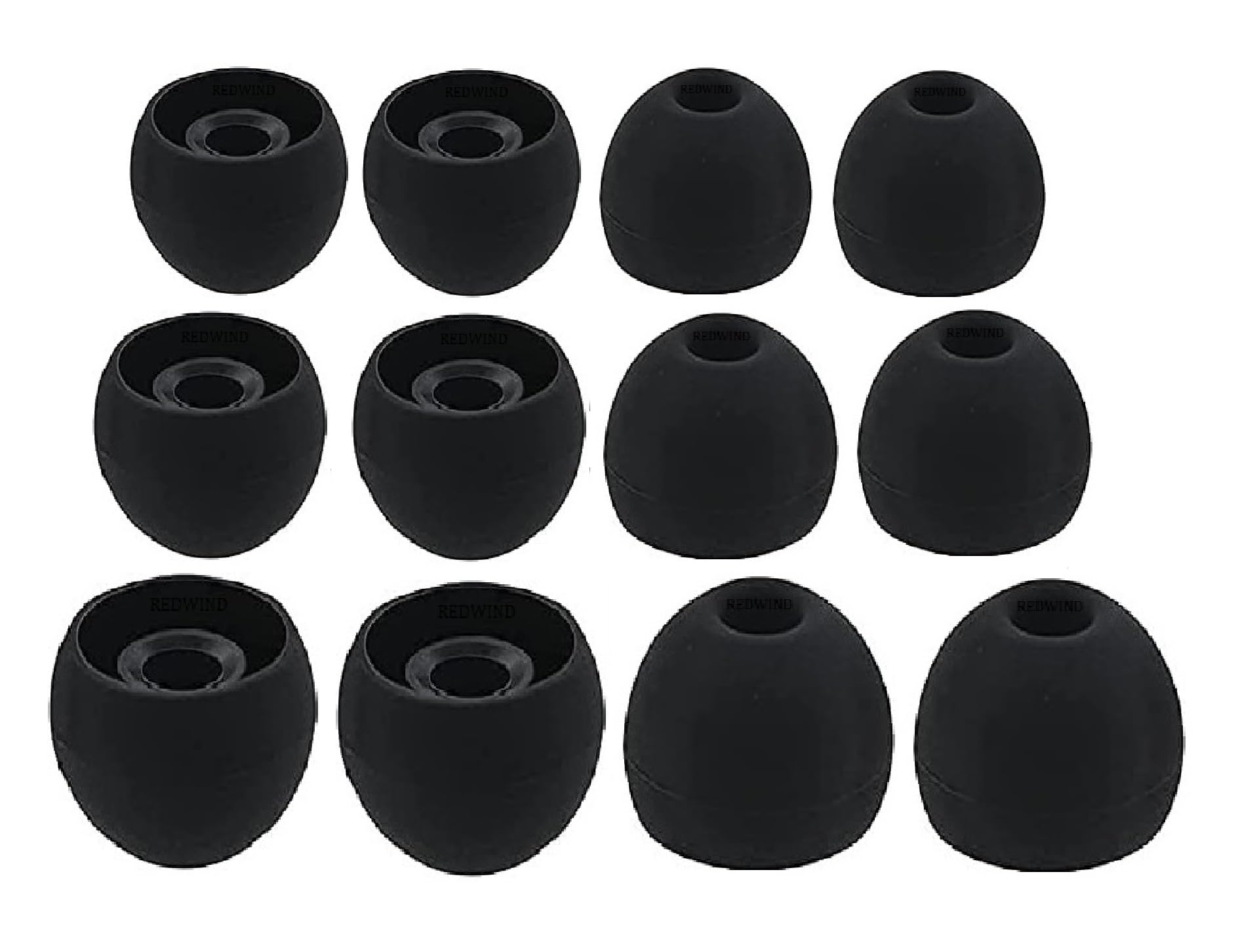 REDWIND Replacement Earphone Silicone Rubber Eartips 3-Size for Realme Boat JBL Oppo Vivo Samsung One Plus Wired & Bluetooth Neackband Earpads(Inner Hole 3.8mm-4.8mm 6-Pair) (Jali 3-Pair - Black) — Amazon image 7