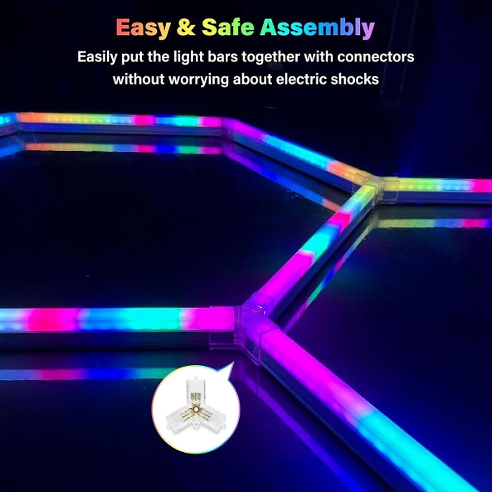 VASTFIRE Luces hexagonales RGB para garaje, 5 unidades, 43 W, 15950 lúmenes, para coche, taller, gimnasio, RGB LED, Honeycomb Hex Iluminación Esports Gaming