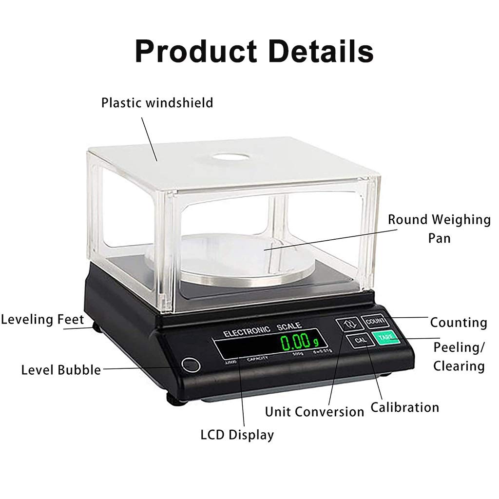 Báscula electrónica de precisión Digital gramo científico Alto 0,01 g Equilibrio preciso pesaje y conteo de Laboratorio para Planta química de Laboratorio (200 g/0,01 g)