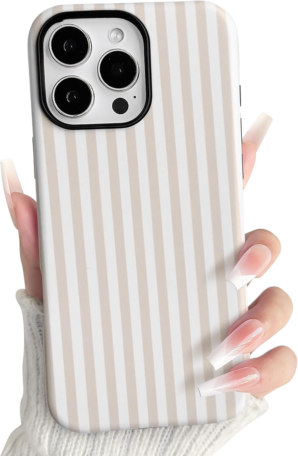 NITITOP Compatible for iPhone 16 Pro Case Stripe - Apricot