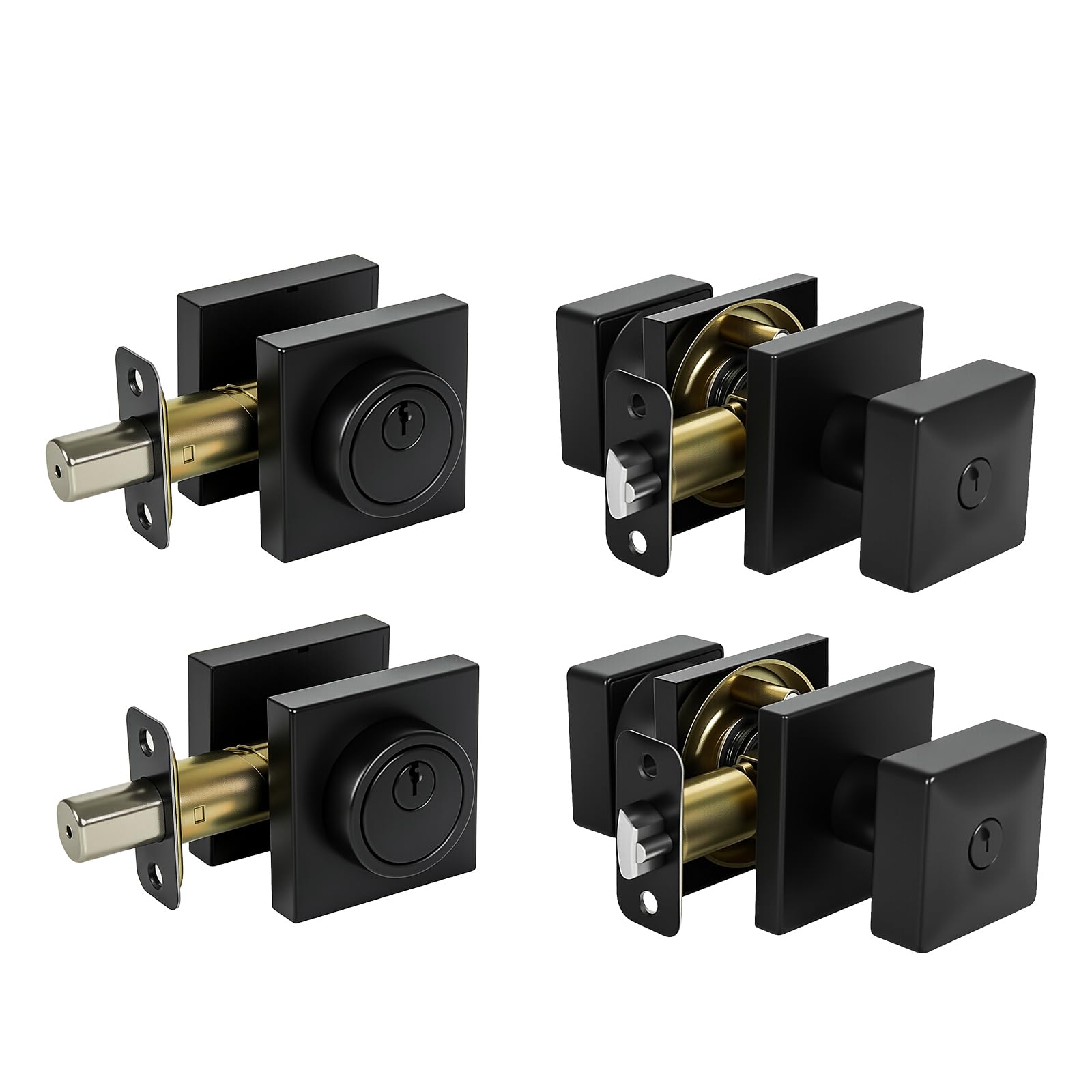 Matte Black Door Knob with Deadbolt Set - Secure Your Entry -8