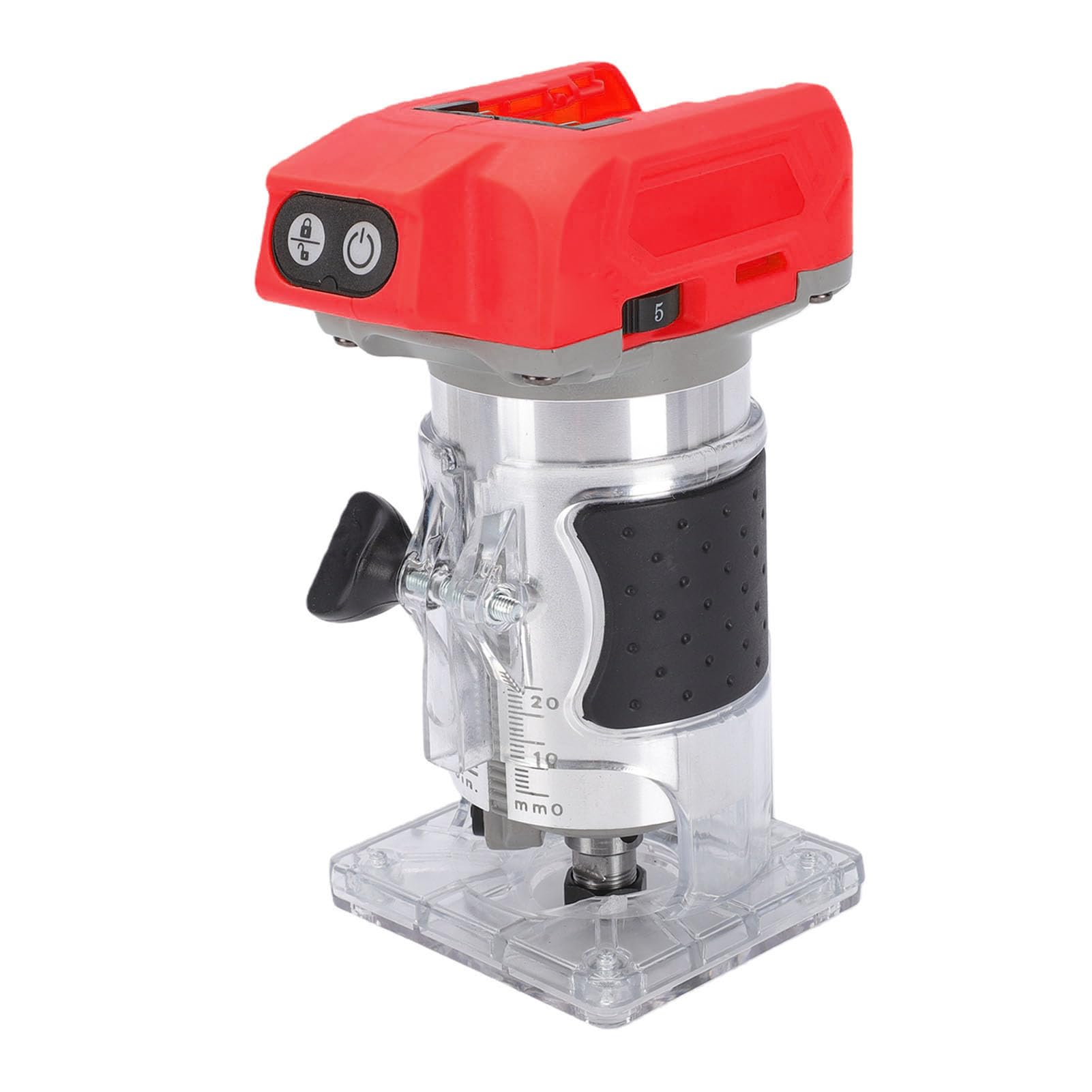 HUIOP Fresadora de Madera Inalámbrica Compacta de 800 W, 5 Velocidades para Batería 48-11-1822, Cortadora Madera Eléctrica Diseño Ergonómico para Espacios Reducidos, Capacidad Portabrocas 6 Mm, 6,35
