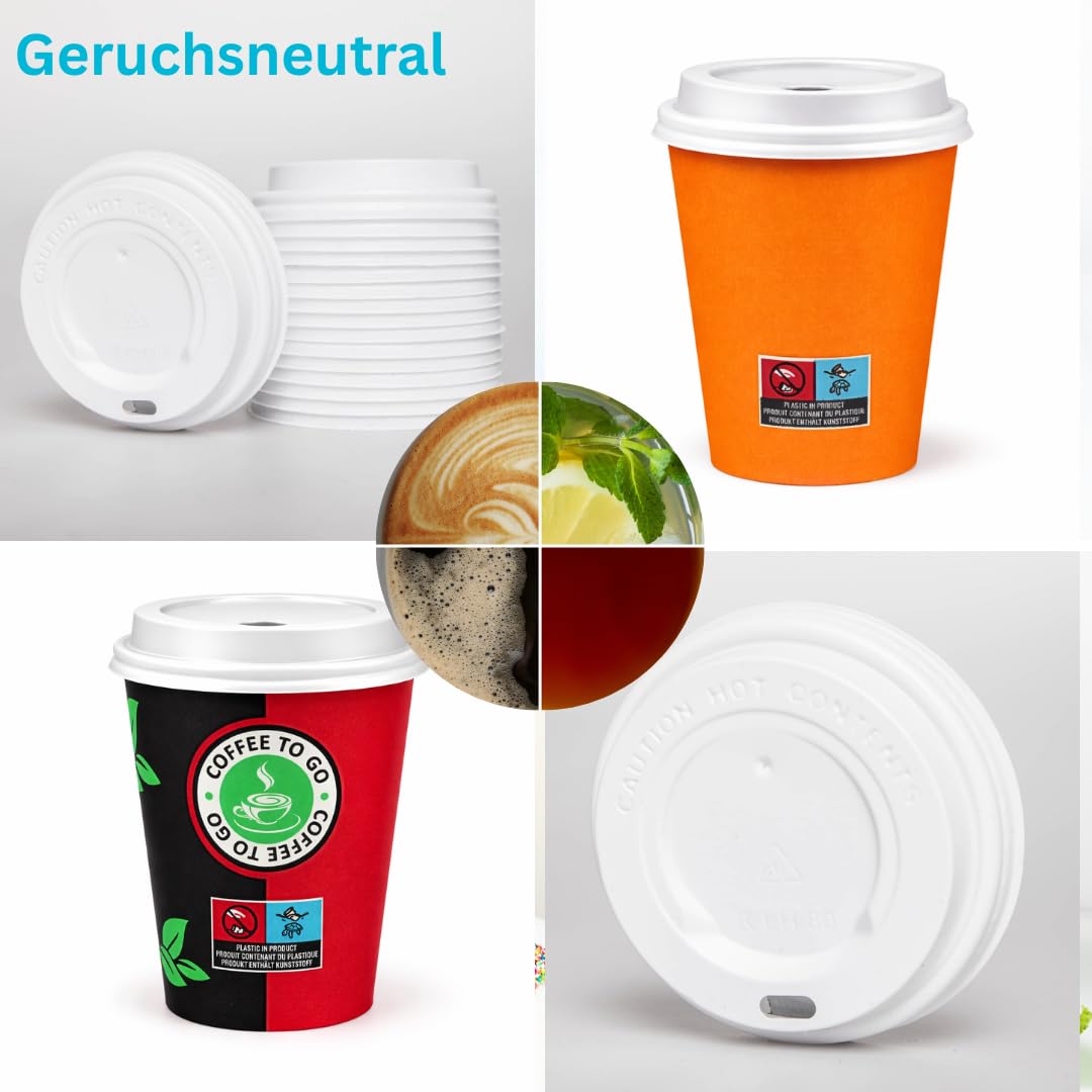 ENpack 1000 Deckel für Kaffeebecher 80mm/8cm Weiß - 0,2l/0,3l - Coffee To Go Deckel für Pappbecher - Kunstoff - Kaffe/Tee/Kakao/Latte Machiato/Cappuccino - Ideal für Unterwegs