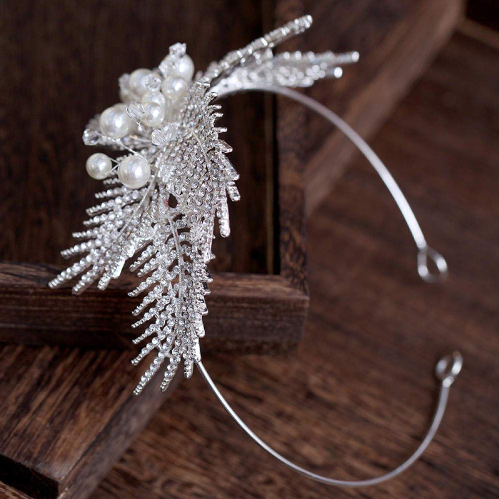 Tiara, stop strasu, biżuteria na głowę, dla panny młodej, piękna srebrna, perłowa, dla kobiet, prosta, modna ozdoba na wesele, ozdoba do włosów, w stylu vintage, opaska na czoło na imprezę