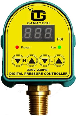 GamaTech 220V 230PSI Pressure Switch for Water Pump and Air Pump, Digital Adjustable Pressure Controller, 1/2