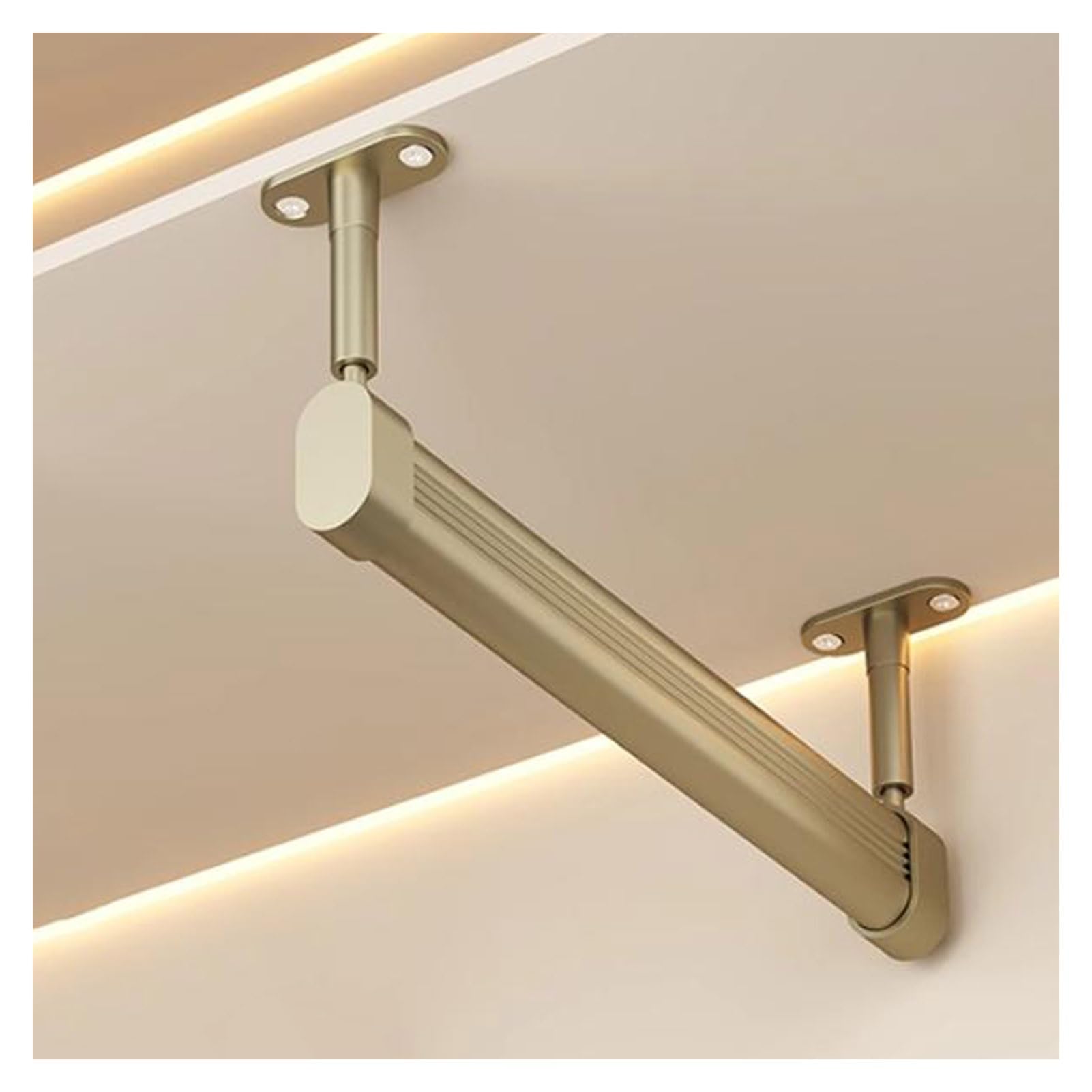 Aluminum Alloy Closet Hanger Rod, Height Adjustable,Clothes Storage Bracket for Hotel Guest Room/Home Office